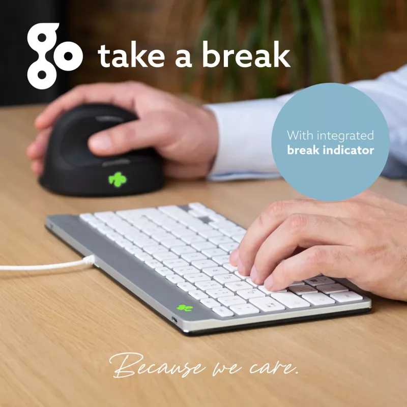 R-Go Tools Ergonomic keyboard R-Go Compact Break, compact keyboard with break software, QWERTZ (DE), wired, white