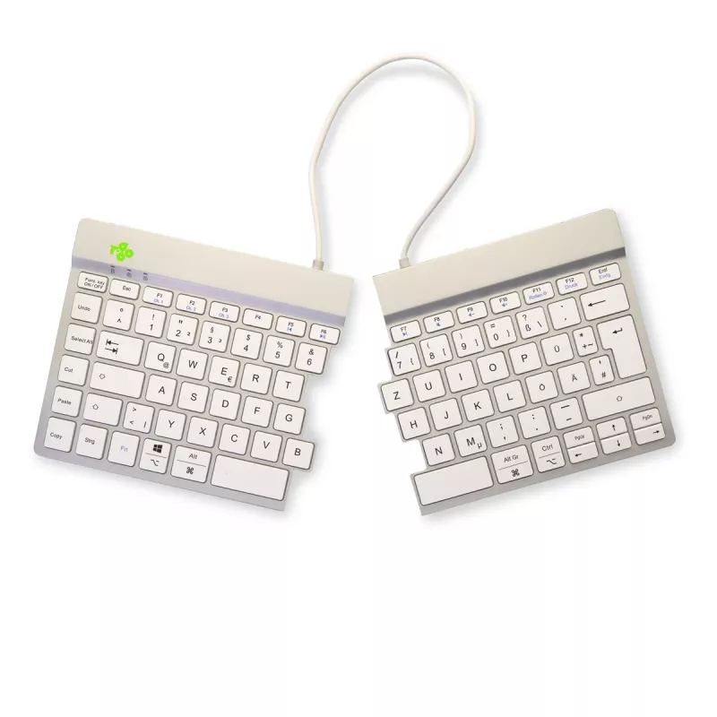 R-Go Tools Ergonomic keyboard R-Go Split Break with break software, ergonomic split keyboard, QWERTZ (DE), Bluetooth, white