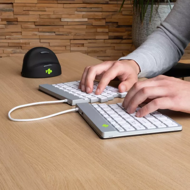 R-Go Tools Ergonomic keyboard R-Go Split Break with break software, ergonomic split keyboard, QWERTZ (DE), Bluetooth, white