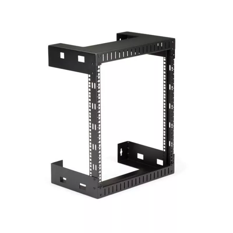 StarTech.com 12U 19 inch Wall Mount Network Rack - 12 inch Deep 2 Post Open Frame Server Room Rack for Data/AV/IT/Computer Equipment/Patch Panel with Cage Nuts & Screws 200lb Capacity, Black (RK12WALLO)