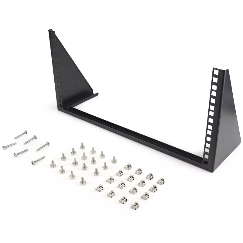 StarTech.com 5U Vertical Wall Mount Rack – 19in Low Profile Open Frame Bracket for Network, Server, AV and IT Equipment, Black
