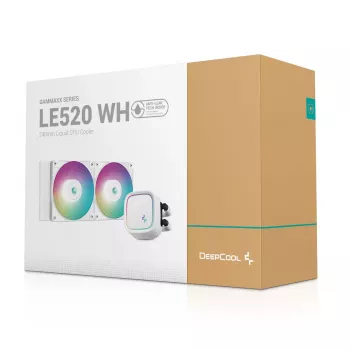 All-in-one liquid cooler DeepCool LE520 WH — 120 mm fan, 220 W TDP, white, supports LGA 1150/1151/1155/1200/1700 and AM4/AM5