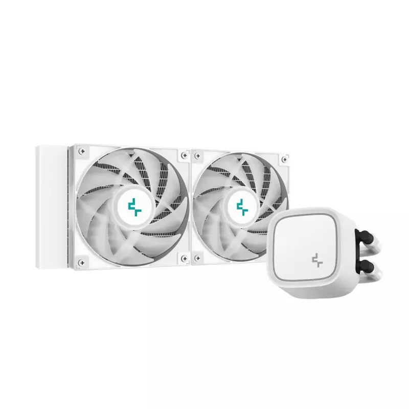 All-in-one liquid cooler DeepCool LE520 WH — 120 mm fan, 220 W TDP, white, supports LGA 1150/1151/1155/1200/1700 and AM4/AM5
