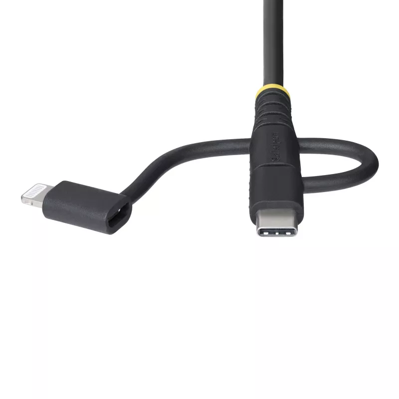StarTech.com 3.3ft (1m) Rugged USB Multi Charging Cable, USB to Lightning/Micro-USB/Type-C, Apple MFi Certified, Aramid Jacket, Universal 3-in-1 USB Charger Cord for iPhone/iPad/Android