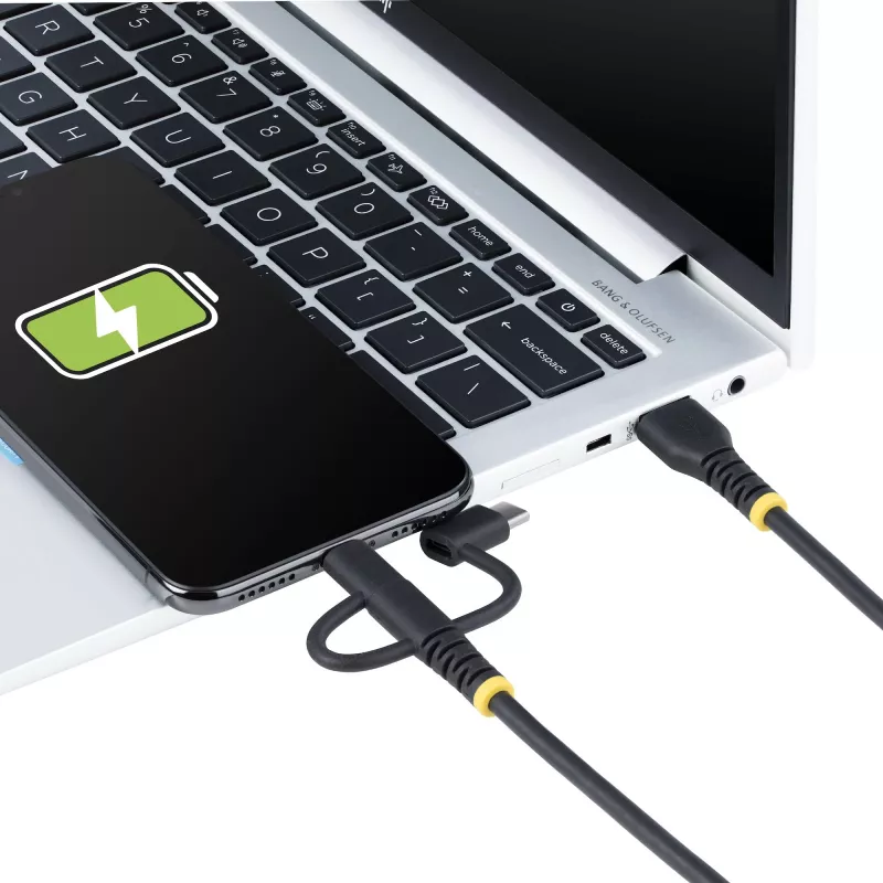 StarTech.com 3.3ft (1m) Rugged USB Multi Charging Cable, USB to Lightning/Micro-USB/Type-C, Apple MFi Certified, Aramid Jacket, Universal 3-in-1 USB Charger Cord for iPhone/iPad/Android