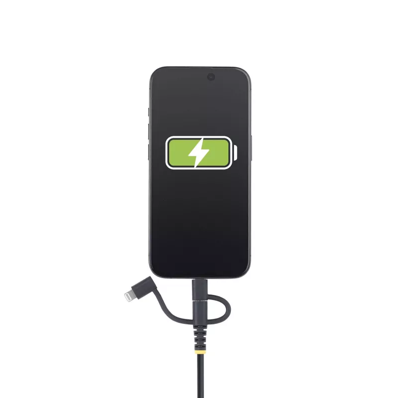 StarTech.com 3.3ft (1m) Rugged USB Multi Charging Cable, USB to Lightning/Micro-USB/Type-C, Apple MFi Certified, Aramid Jacket, Universal 3-in-1 USB Charger Cord for iPhone/iPad/Android