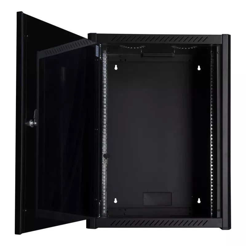 Wall mounted rack LOGON RWM16U56BL 16U Black key lock cable management