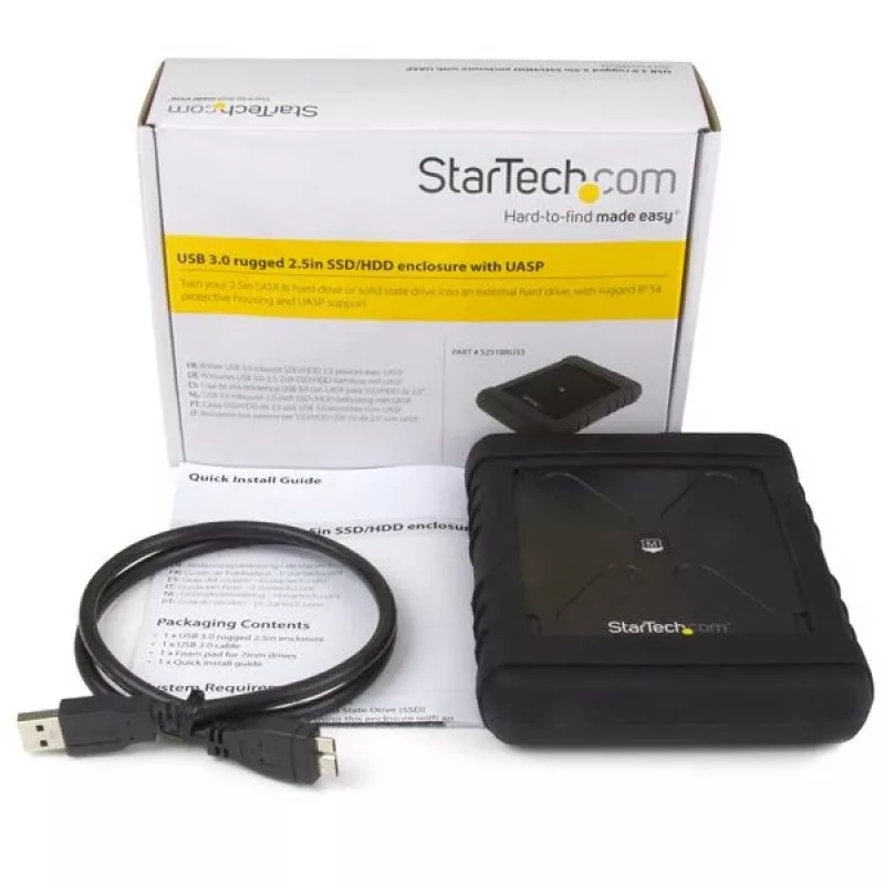 StarTech.com Rugged Hard Drive Enclosure - USB 3.0 to 2.5in SATA 6Gbps HDD or SSD - UASP