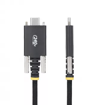 StarTech.com 6.6ft (2m) USB-C Charging Cable, Side Screw Locking, 240W (5A) PD EPR, Dual-Layer Silicone/Braided Jacket, USB 2.0 Laptop Charger Cable, USB-IF Certified, Rugged USB-C Charging Cord
