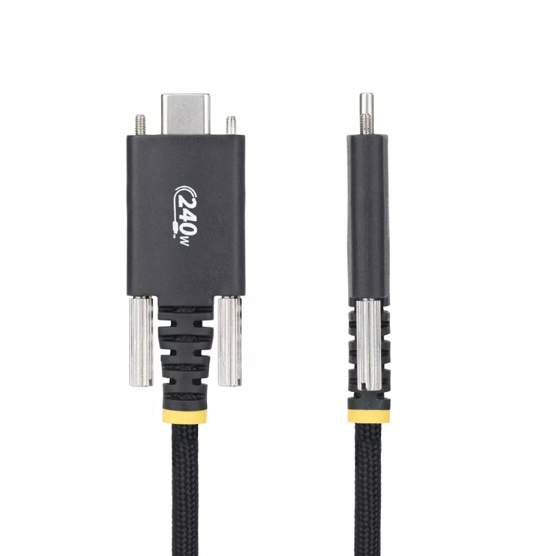 StarTech.com 6.6ft (2m) USB-C Charging Cable, Side Screw Locking, 240W (5A) PD EPR, Dual-Layer Silicone/Braided Jacket, USB 2.0 Laptop Charger Cable, USB-IF Certified, Rugged USB-C Charging Cord