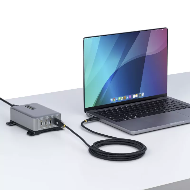 StarTech.com 6.6ft (2m) USB-C Charging Cable, Side Screw Locking, 240W (5A) PD EPR, Dual-Layer Silicone/Braided Jacket, USB 2.0 Laptop Charger Cable, USB-IF Certified, Rugged USB-C Charging Cord