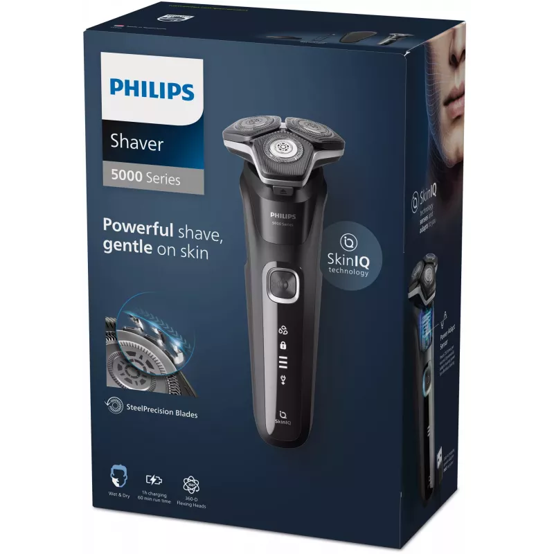 Electric rotary shaver Philips Series 5000 S5898/35 — 3-head, Wet & Dry, SteelPrecision blades, 60 min cordless