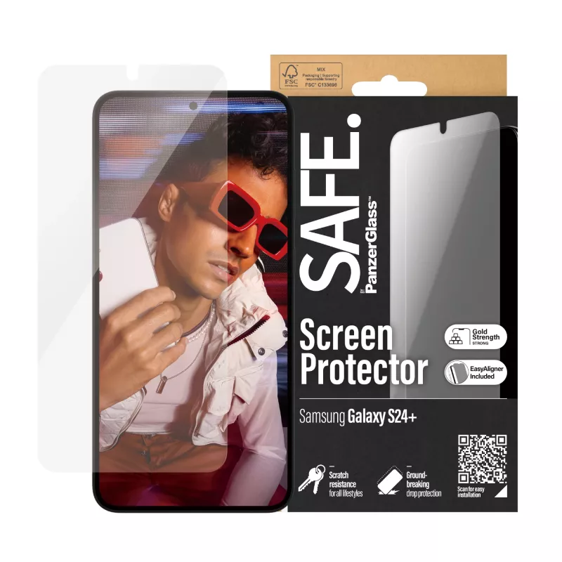 PanzerGlass SAFE. by ® Screen Protector Samsung Galaxy S24+ | Ultra-Wide Fit w. EasyAligner