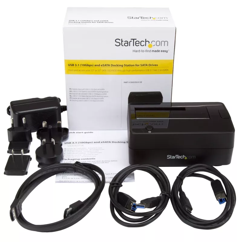 StarTech.com Single Bay USB 3.1 / eSATA to SATA Hard Drive Docking Station, USB 3.1 (10 Gbps) Hard Drive Dock, External 2.5/3.5 inch SATA III HDD/SSD Docking Station, Top-Loading Hard Drive Bay