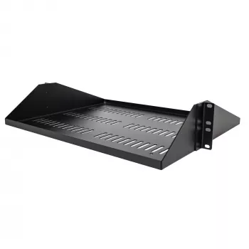 StarTech.com 2U Server Rack Shelf, Center Mounted Universal Vented Rackmount Cantilever Tray for 19 inch Network Equipment Rack, Heavy Duty Steel, 200lb Capacity, 14 inch Deep, Black