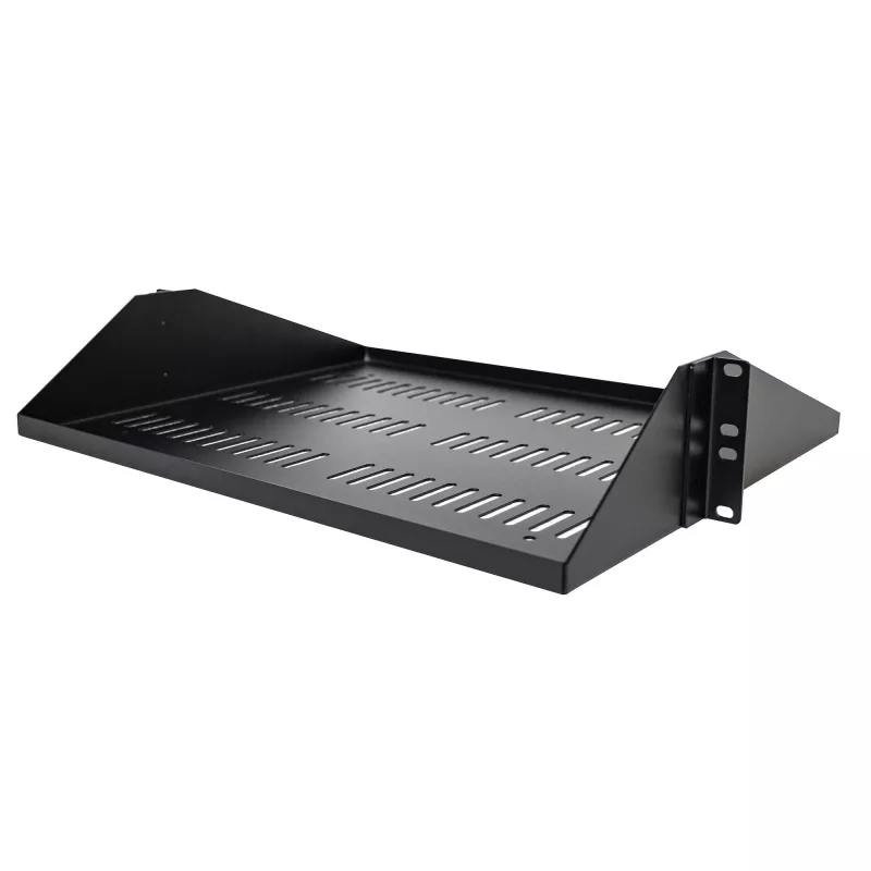 StarTech.com 2U Server Rack Shelf, Center Mounted Universal Vented Rackmount Cantilever Tray for 19 inch Network Equipment Rack, Heavy Duty Steel, 200lb Capacity, 14 inch Deep, Black