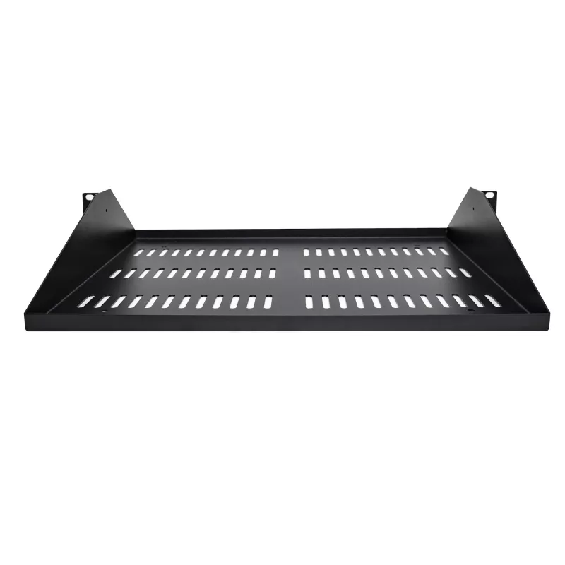StarTech.com 2U Server Rack Shelf, Center Mounted Universal Vented Rackmount Cantilever Tray for 19 inch Network Equipment Rack, Heavy Duty Steel, 200lb Capacity, 14 inch Deep, Black