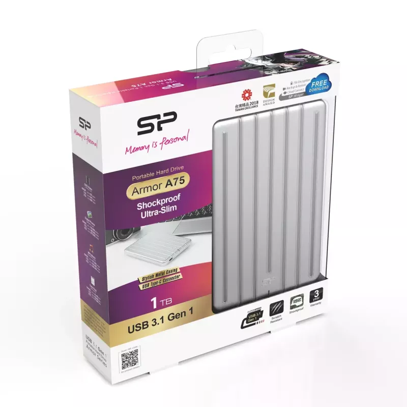 External Hard Drive Silicon Power 1TB USB Type-C Armor A75