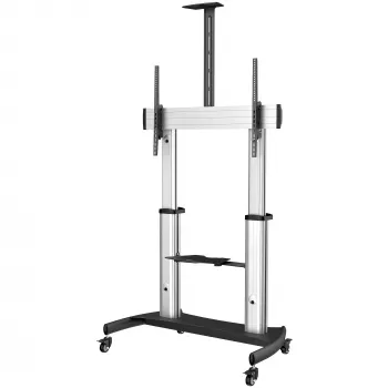 StarTech.com Mobile TV Stand - Heavy Duty TV Cart for 60-100 inch Display (100kg/220lb) - Height Adjustable Rolling Flat Screen Floor Standing on Wheels - Universal Television Mount w/Shelves