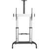 StarTech.com Mobile TV Stand - Heavy Duty TV Cart for 60-100 inch Display (100kg/220lb) - Height Adjustable Rolling Flat Screen Floor Standing on Wheels - Universal Television Mount w/Shelves