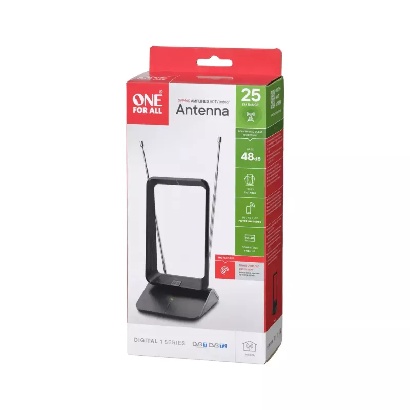 Indoor TV Aerial One For All SV9460-5G Amplified 5G Black