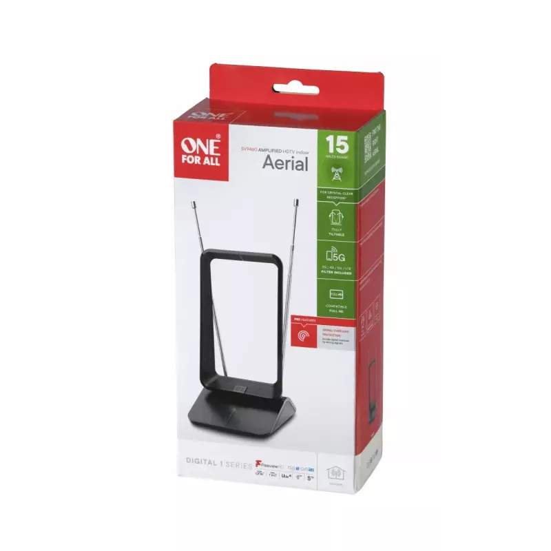 Indoor TV Aerial One For All SV9460-5G Amplified 5G Black