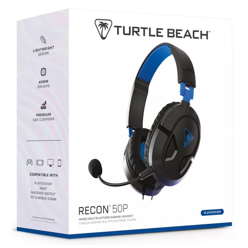 Turtle Beach Recon 50P Headset Wired Gaming Headset - PS5, PS4, Xbox Series X or S, Xbox One and PC