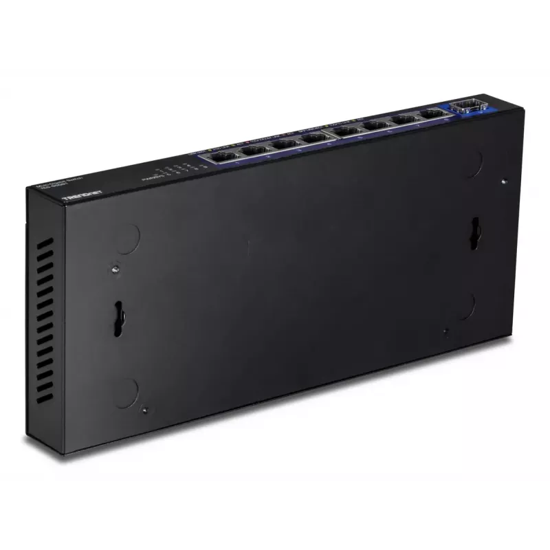 Unmanaged network switch TRENDnet TEG-S5091 — 8× 2.5G RJ-45 ports, 60 Gbit/s, 12V, wall-mountable