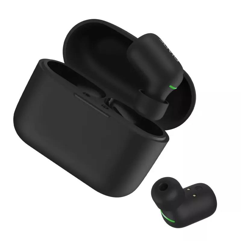 Wireless in-ear headphones SAVIO TWS-09 — Bluetooth 5.1, binaural, 20–20000 Hz, 8 h talk time, power bank, USB-C charging, black