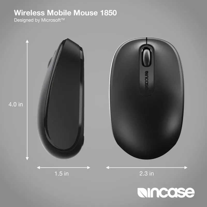 Incase Designed by Microsoft Wireless Mobile 1850 mouse Travel Ambidextrous RF Wireless Optical