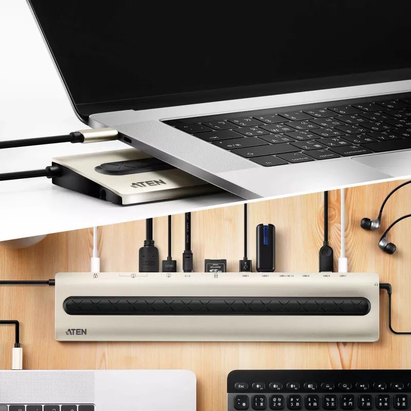 ATEN USB-C Multiport Dock with Power Pass-Through
