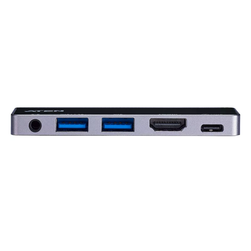 ATEN USB-C Travel Dock with Power Pass-Through, Universal, USB Type-C, Black, Silver