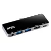 ATEN USB-C Travel Dock with Power Pass-Through, Universal, USB Type-C, Black, Silver