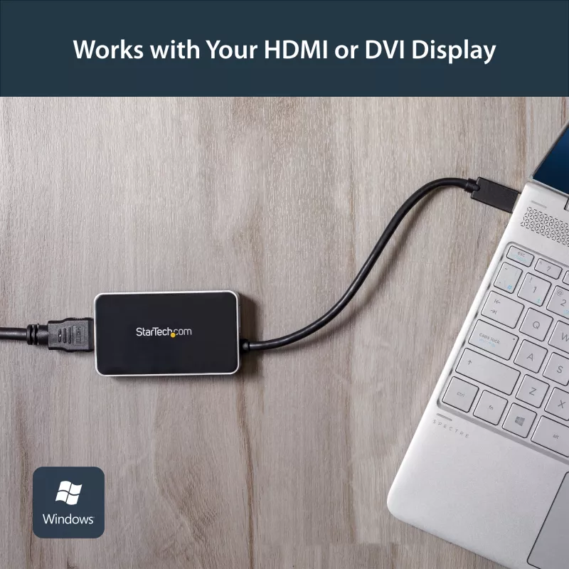 StarTech.com USB 3.0 to HDMI Adapter w/ 1x USB, USB to HDMI Monitor Converter for Windows (no support for macOS/ChromeOS/Linux) - TAA