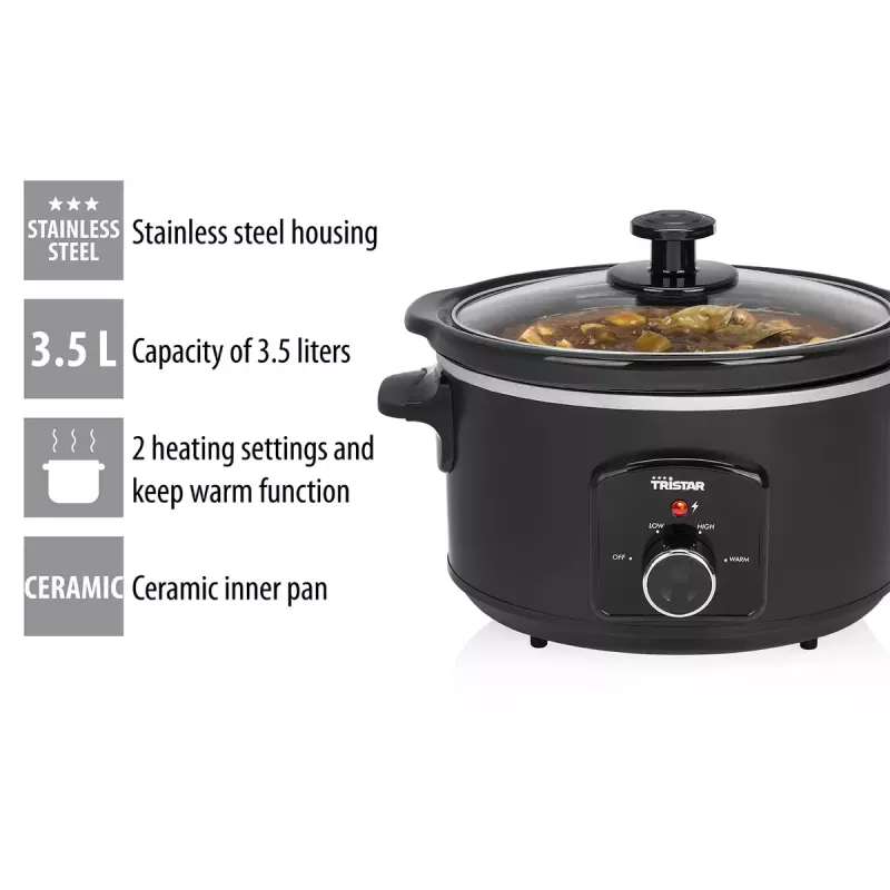 Slow Cooker Tristar VS-3915 3.5L Black Rotary Control 180W