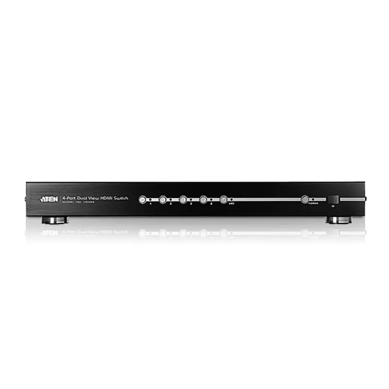 ATEN 4-Port Dual View HDMI Switch, HDMI, Metal, Black, 15 m, 480p, 720p, 1080i, 1080p, 6.75 Gbit/s