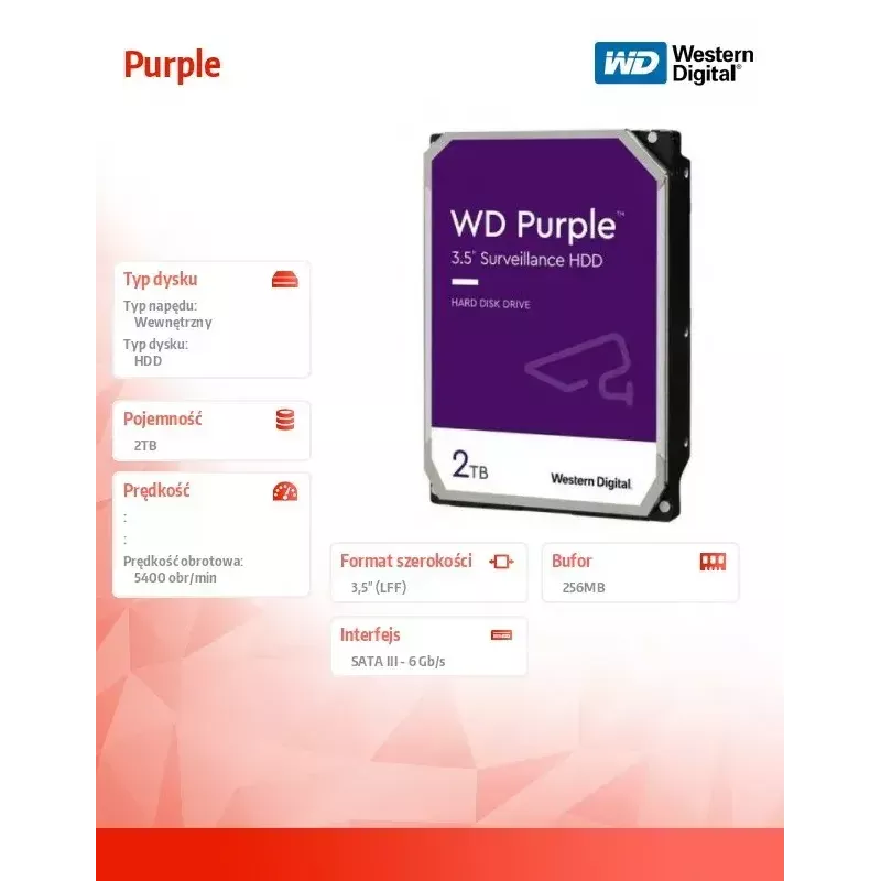 Western Digital WD22PURZ internal hard drive 3.5 inch 2000 GB Serial ATA