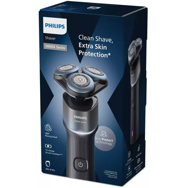 Electric shaver Philips Shaver 5000X series X5006/00 — 3 rotary heads, Wet & Dry, 50 min battery, USB-C fast charge