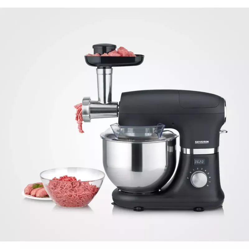 Severin ZB 5591 Mincer Attachment for KM 3896, KM 3897, KM 3898 Stand Mixers, Silver/Black