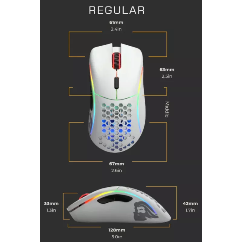 Glorious Gaming Glorious Model D Wireless - Matte White, Right-hand, RF Wireless, 19000 DPI, White