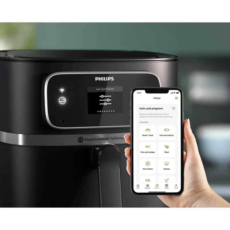 Hot air fryer Philips 7000 series HD9880/90 8.3L 2200W Black Stainless steel