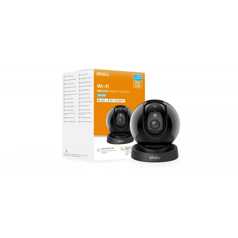 Imou Rex 3D 5MP-R1 H.265 Wi-Fi P&T Camera, IP security camera, Indoor, Wired & Wireless, Amazon Alexa & Google Assistant, Ceiling/Wall/Desk, Black