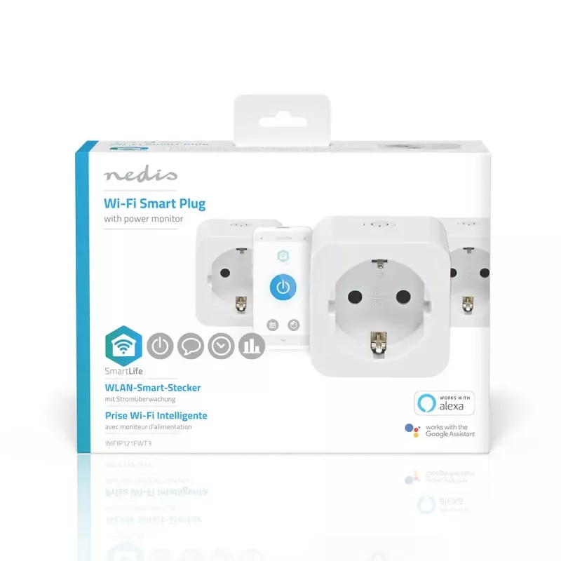 Smart plug Nedis WIFIP121FWT3 - Wi-Fi indoor outlet, pack of 3