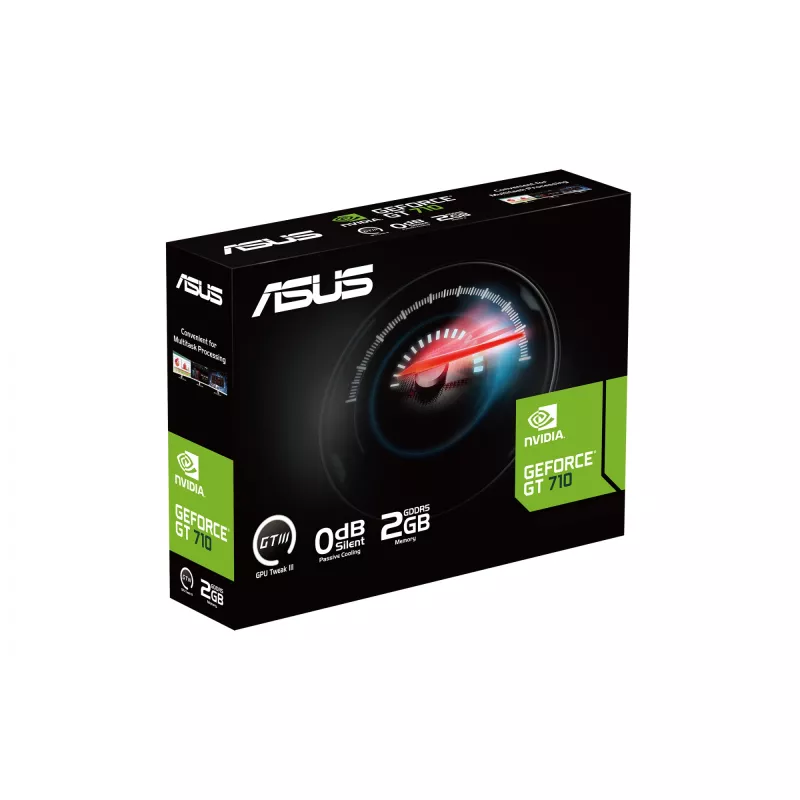 Graphics card ASUS GeForce GT 710 — 2 GB GDDR5, 64-bit, PCIe 2.0, passive cooling