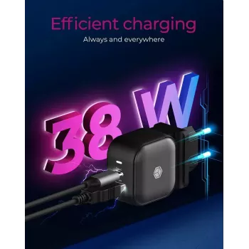 Wall Charger ICY BOX 2-port USB Power Delivery Fast Charging Black