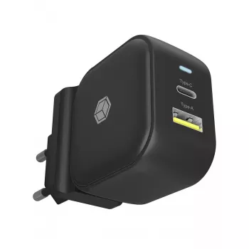 Wall Charger ICY BOX 2-port USB Power Delivery Fast Charging Black