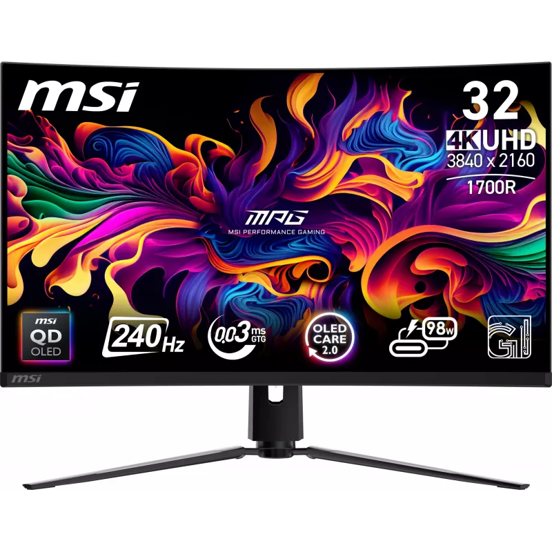 MSI MPG 321CURX QD-OLED computer monitor 80 cm (31.5 inch) 3840 x 2160 pixels 4K Ultra HD Black