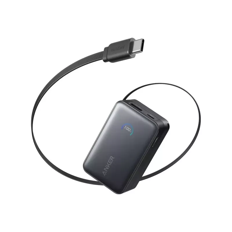 Power bank Anker Nano 45W with built-in retractable USB-C cable A1638H11 10000 mAh Black