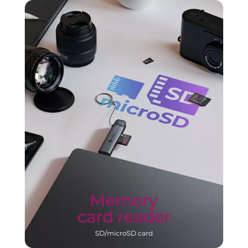 Card reader icybox 61179 — USB 3.2 Gen1 3-in-1, USB Type-C and Type-A connectors