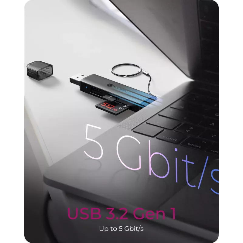 Card reader icybox 61179 — USB 3.2 Gen1 3-in-1, USB Type-C and Type-A connectors